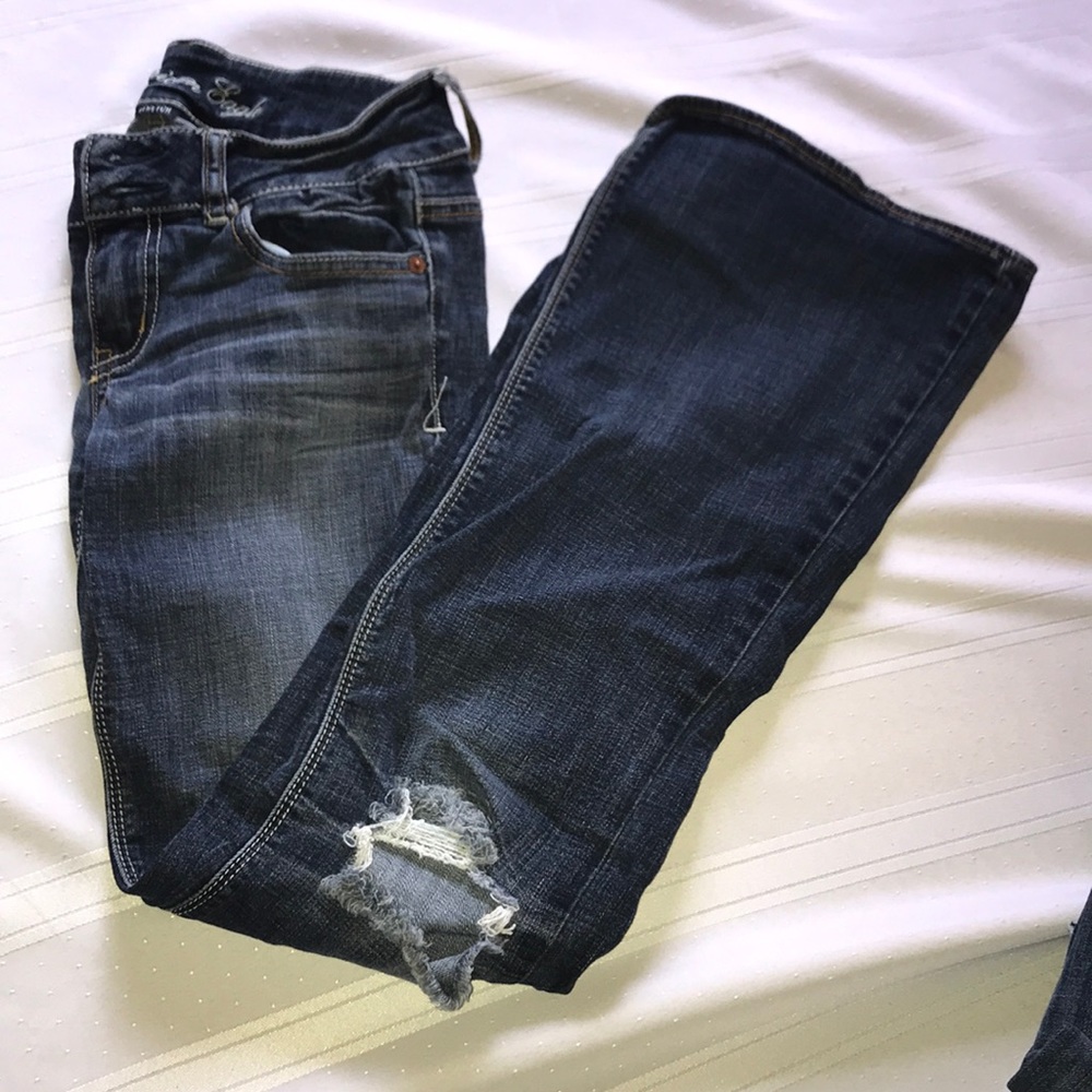 Distressed flair jeans